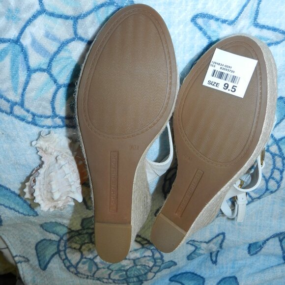 Tommy Hilfiger Khari High Espadrille Wedge Sandals White/Gold🆕📦🏃💨⚡🚚 - Picture 15 of 16